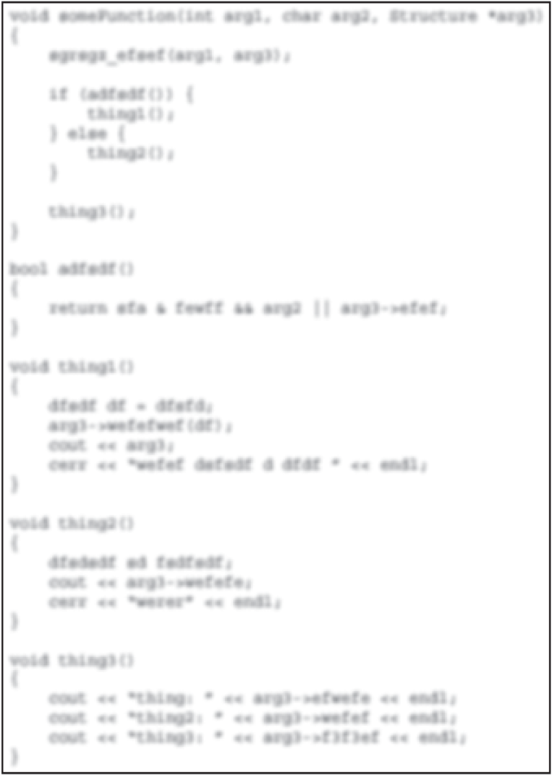 另一张经过刻意模糊处理的代码截图,其分解程度更好、更清晰。